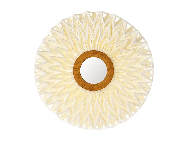 Now's Home - Applique En Tissu Blanc Casse Miroir Au Milieu Dia60cm Matahari