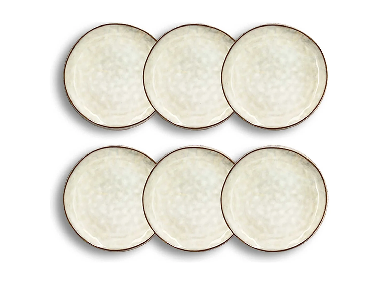 Ogo Living - Lot 6 Assiettes Desserts Boral 20.5cm En Gres Beige Clair