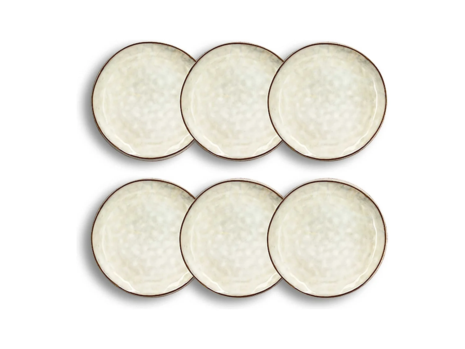 Ogo Living - Lot 6 Assiettes Desserts Boral 20.5cm En Gres Beige Clair
