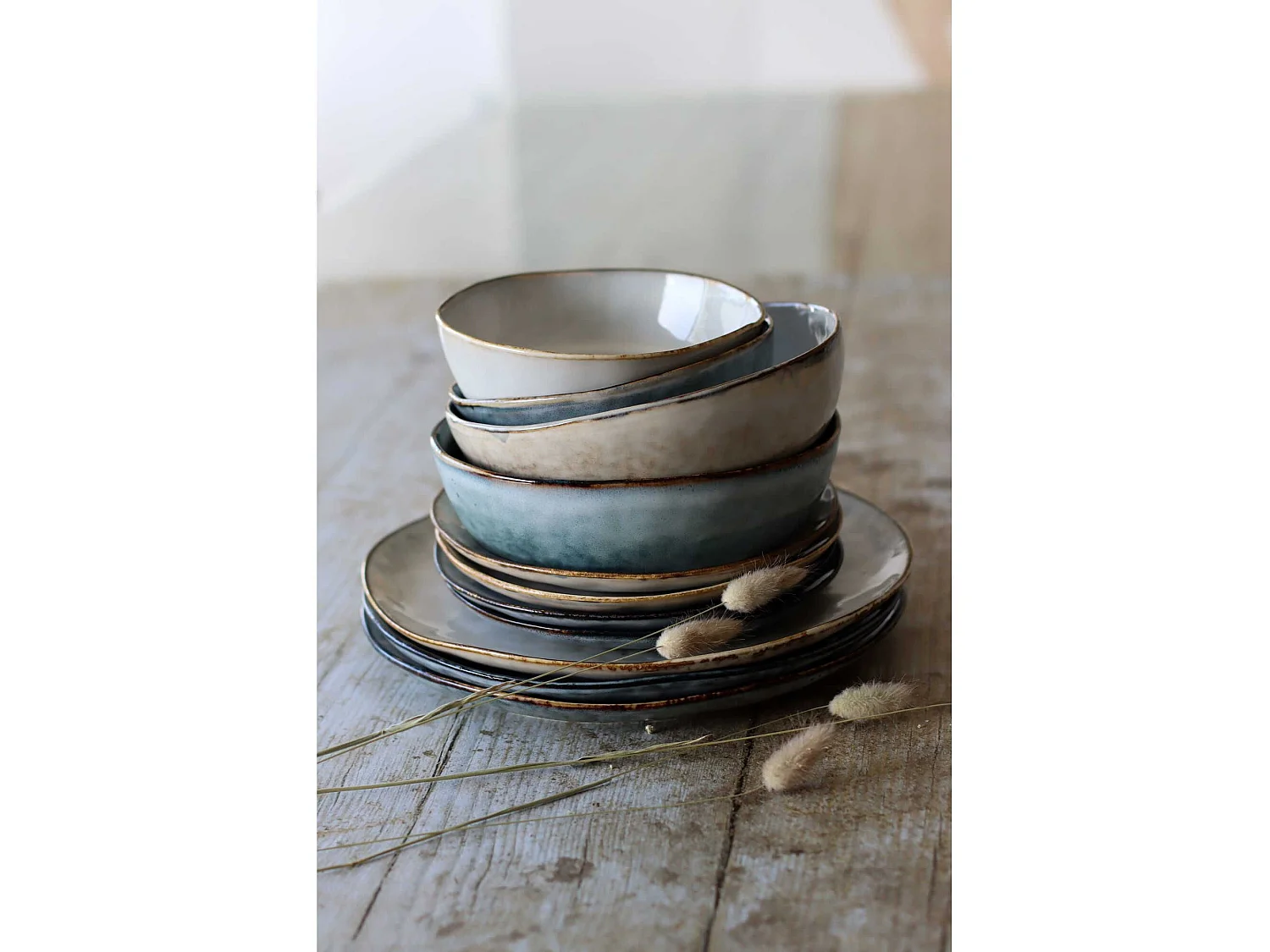 Ogo Living - Lot 6 Assiettes Coupes Aronal 20cm Bleu En Gres