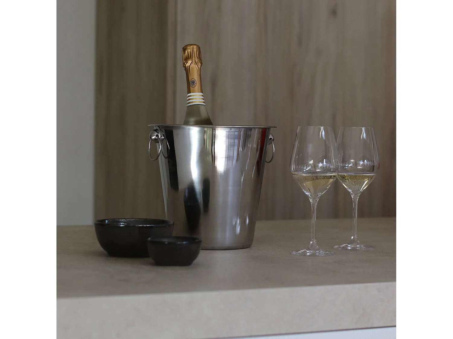 Novastyl - Seau A Champagne En Acier Inoxydable Avec Poignees