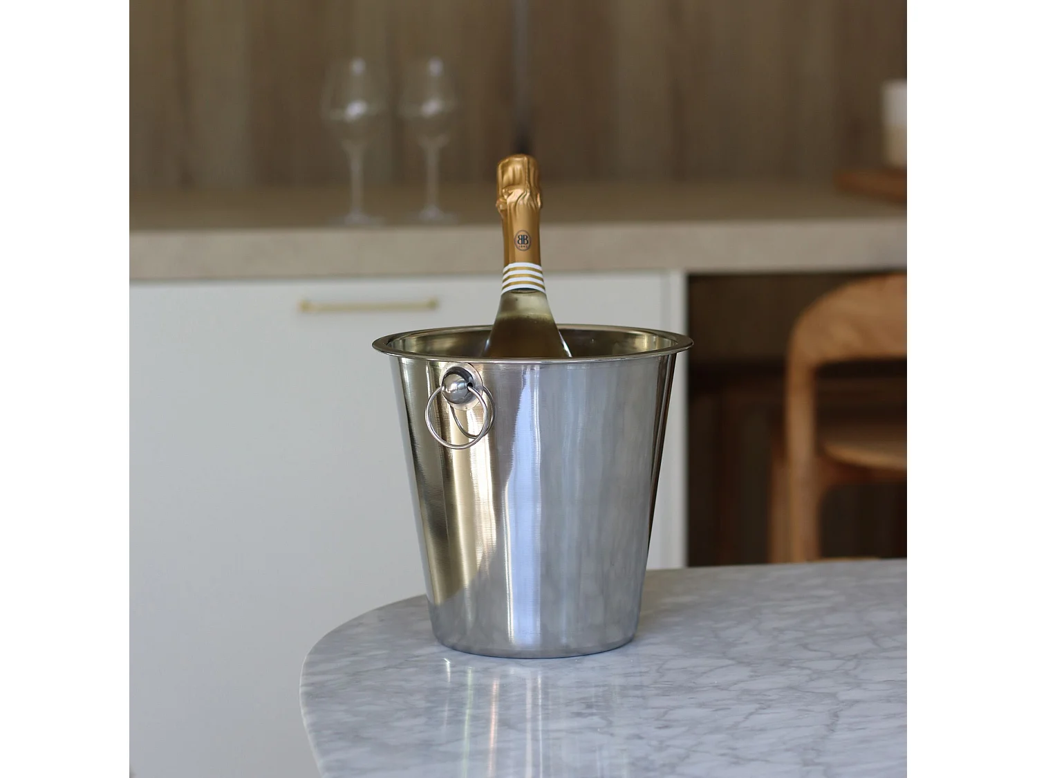 Novastyl - Seau A Champagne En Acier Inoxydable Avec Poignees