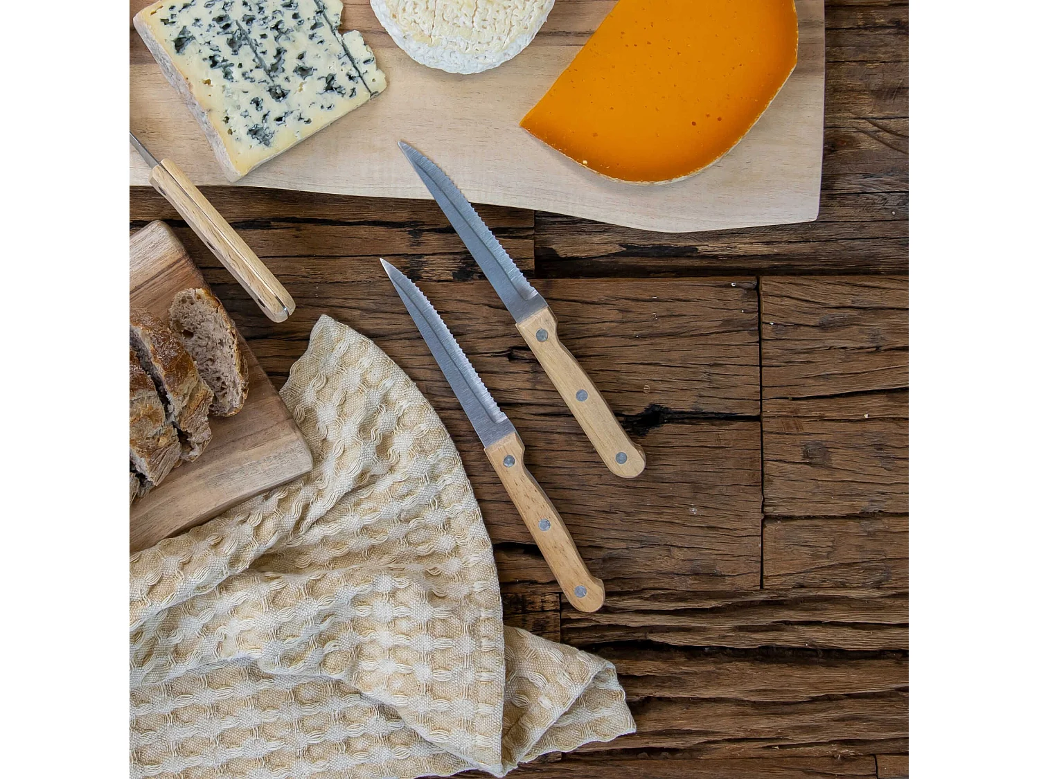 Novastyl - Lot De 6 Couteaux A Steak Lame En Acier Inoxydable Manche Bois