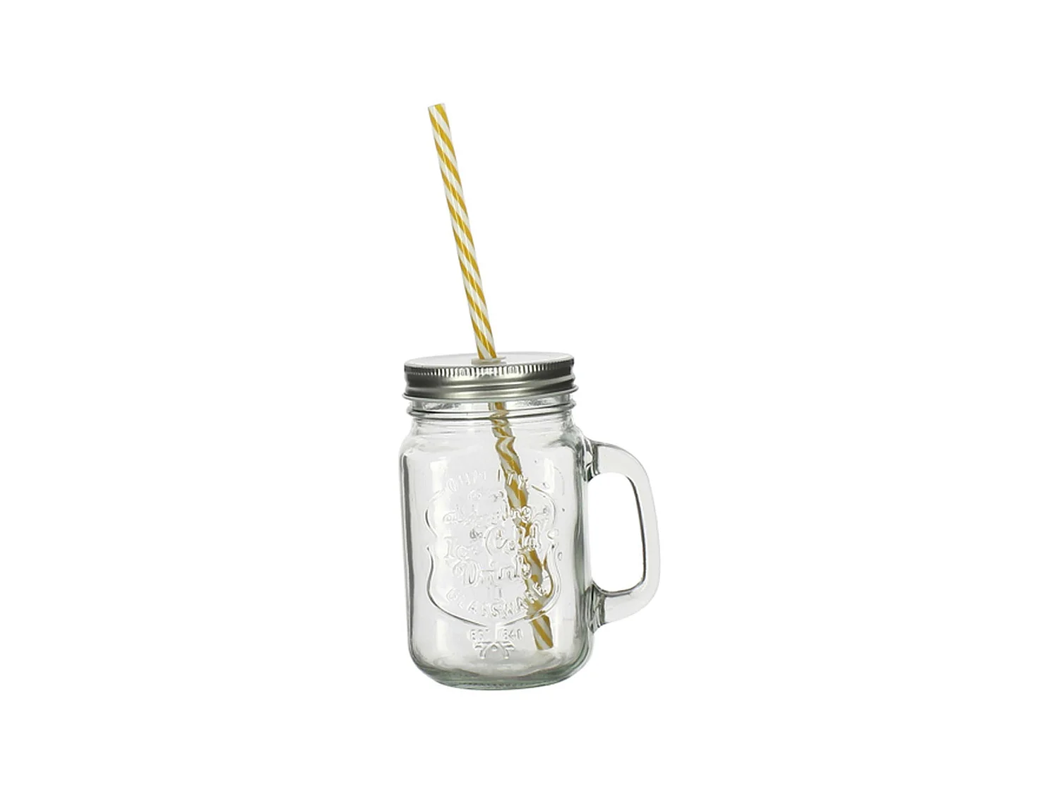 Novastyl - Mug En Verre 450ml Avec Paille Plastique Reutilisable