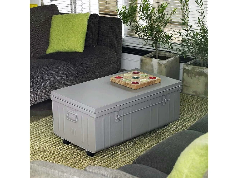 Table basse malle en métal Blanc