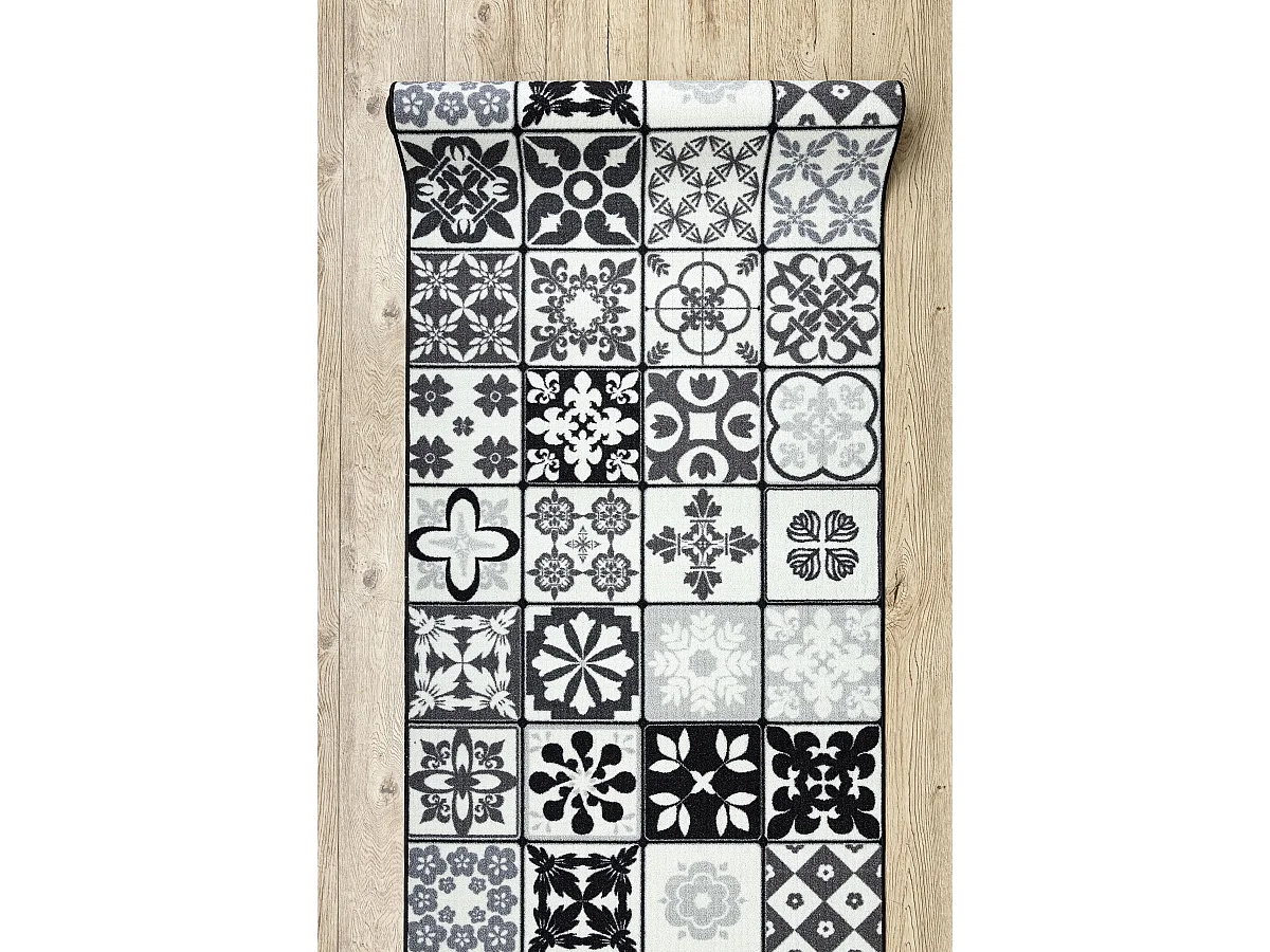 Vloerbekleding met rubber bekleed 120cm AZULEJO PATCHWORK, lissabon te 120x960 cm