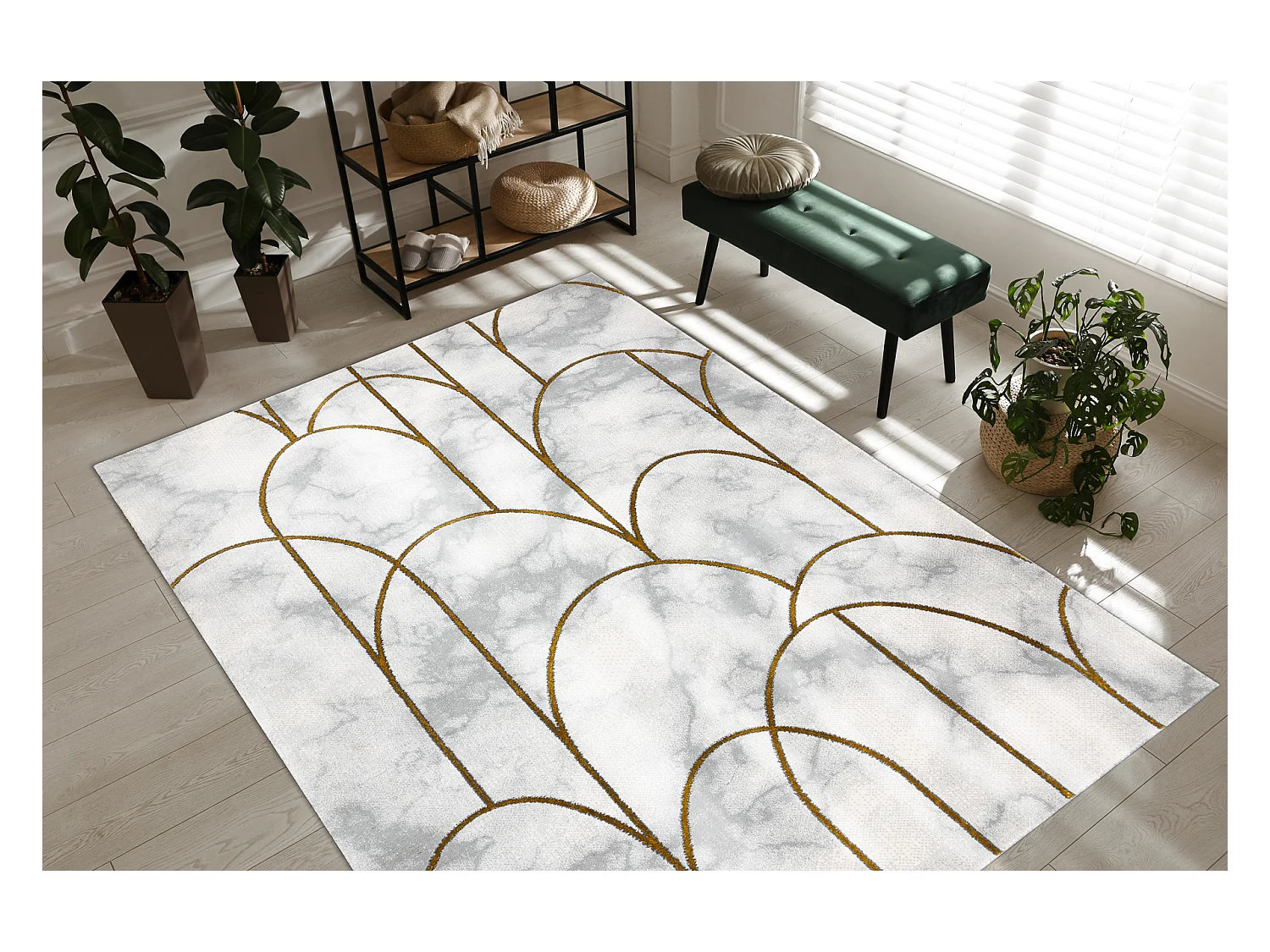 Tapijt EMERALD exclusief 1016 glamour, stijlvol art deco, marmer room  120x170 cm