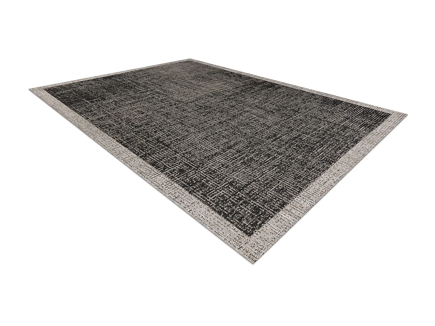 Sisal tapijt SISAL FLOORLUX 20401 Kader zwart / zilver  120x170 cm