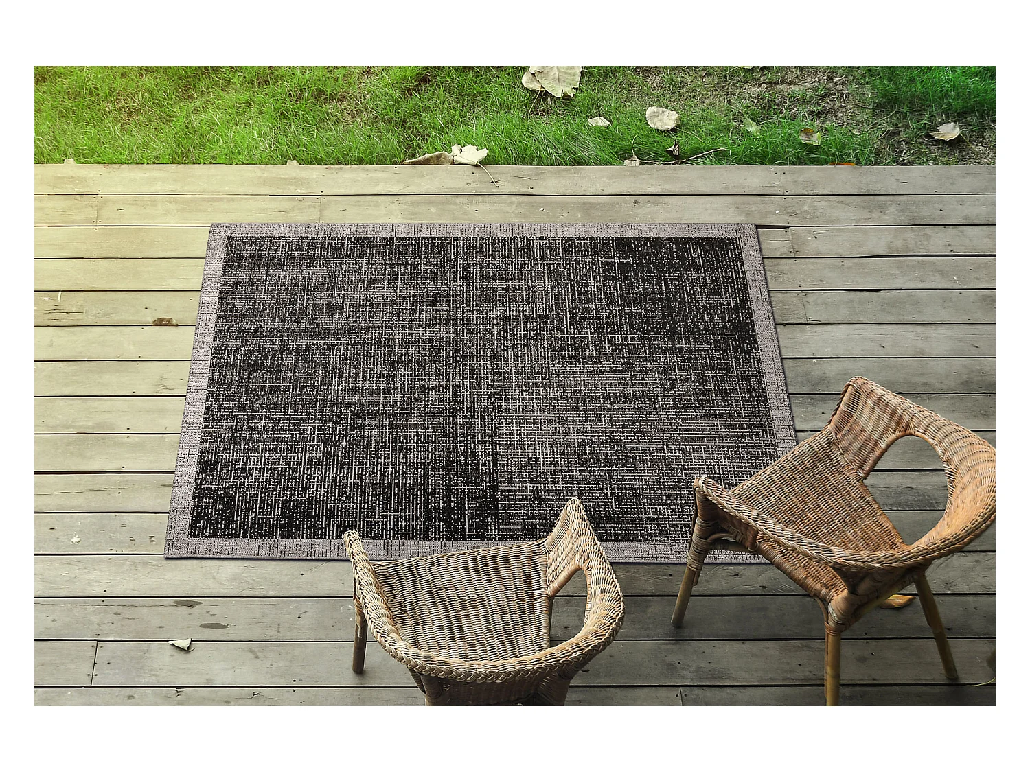 Sisal tapijt SISAL FLOORLUX 20401 Kader zwart / zilver  120x170 cm