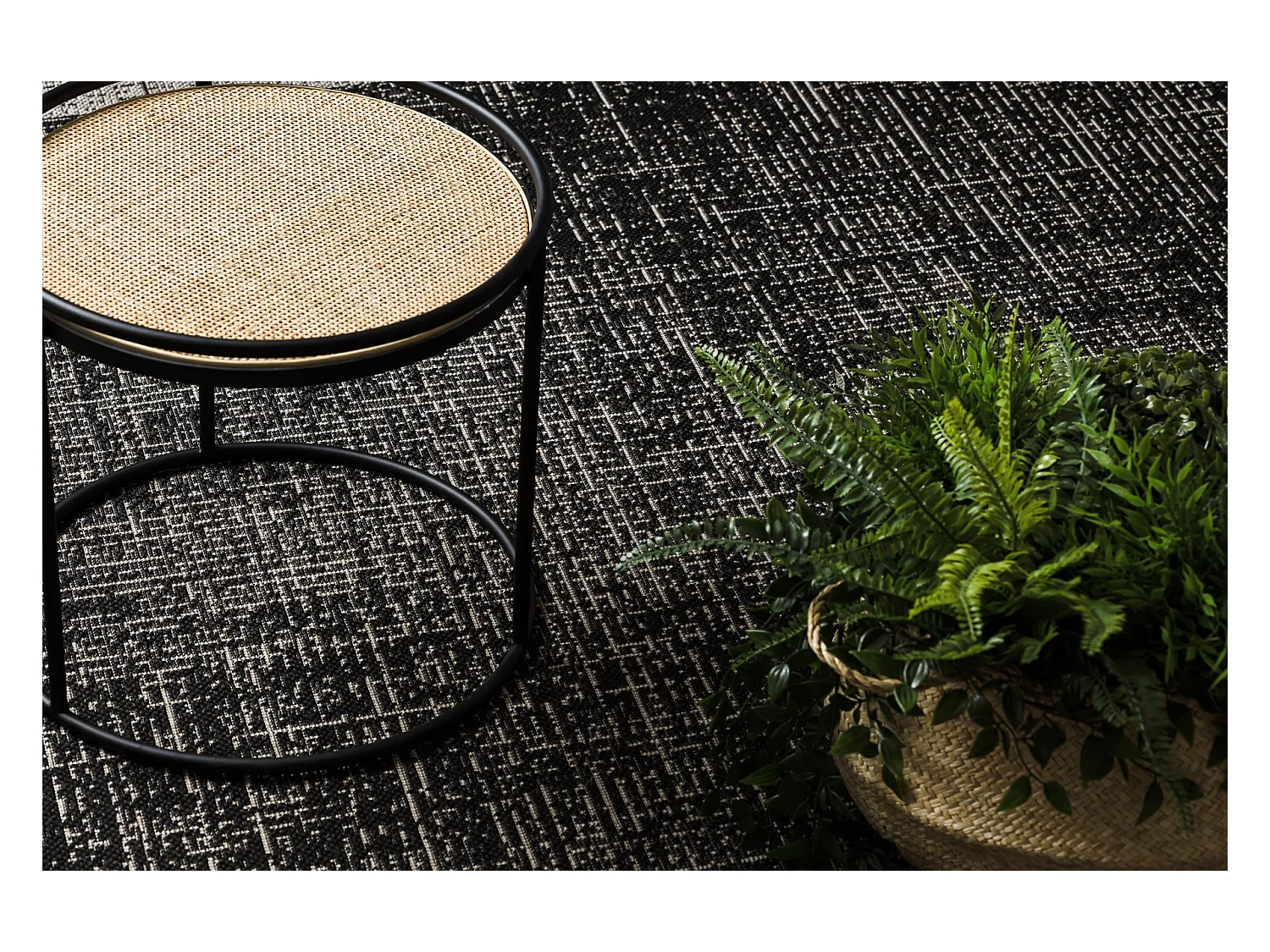 Sisal tapijt SISAL FLOORLUX 20401 Kader zwart / zilver  120x170 cm