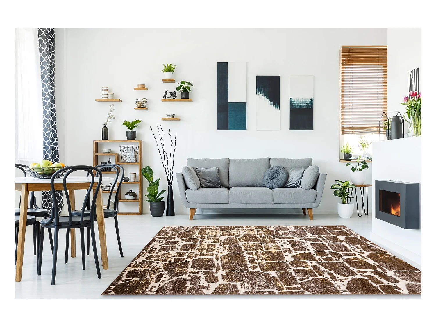 Tapijt MEFE modern 6184 Straatstenen , - Structureel, twee poolhoogte  120x170 cm