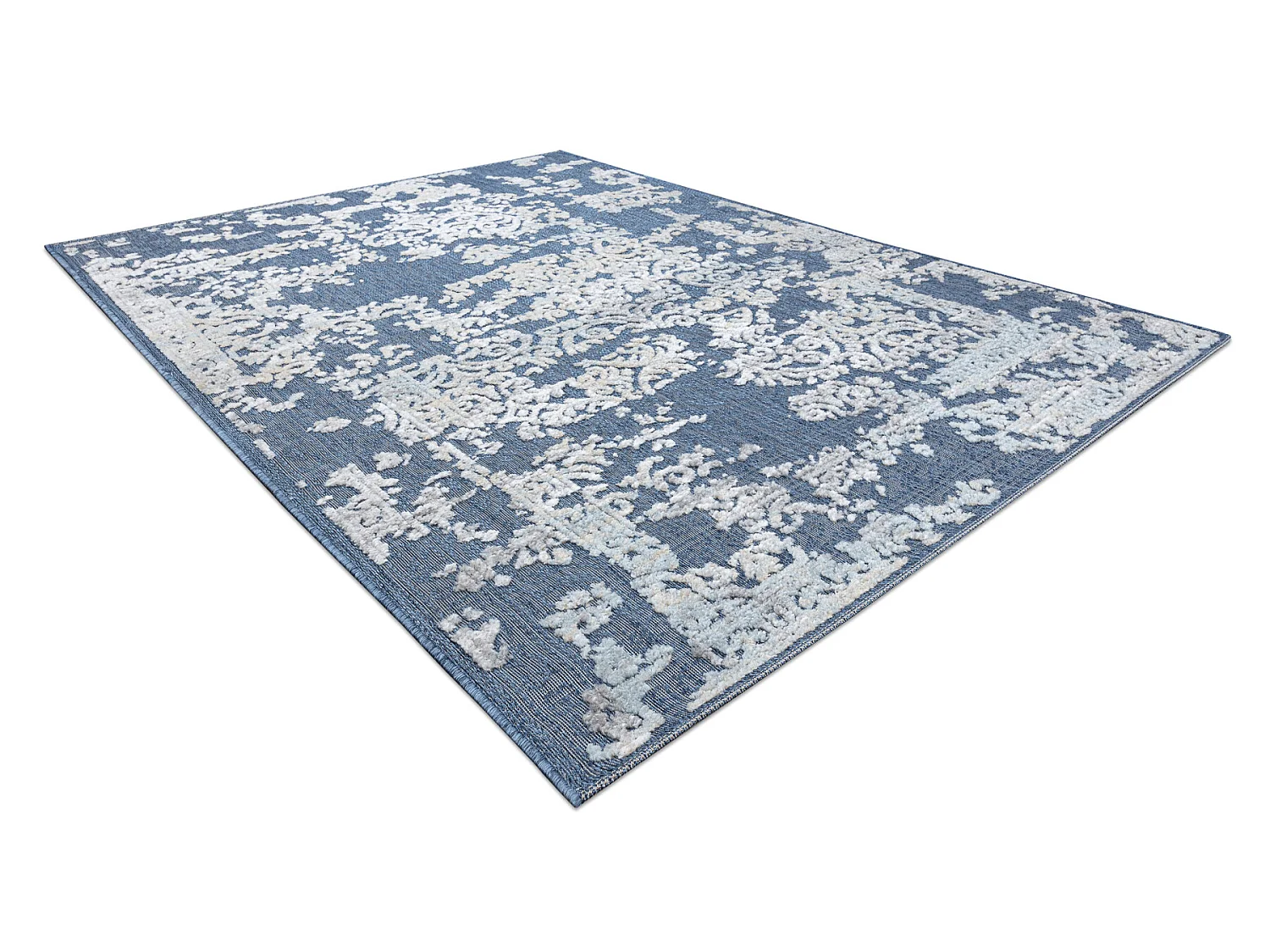 Tapis Structural SOLE D3811 Ornement - tissé à plat bleu / beige 80x250 cm