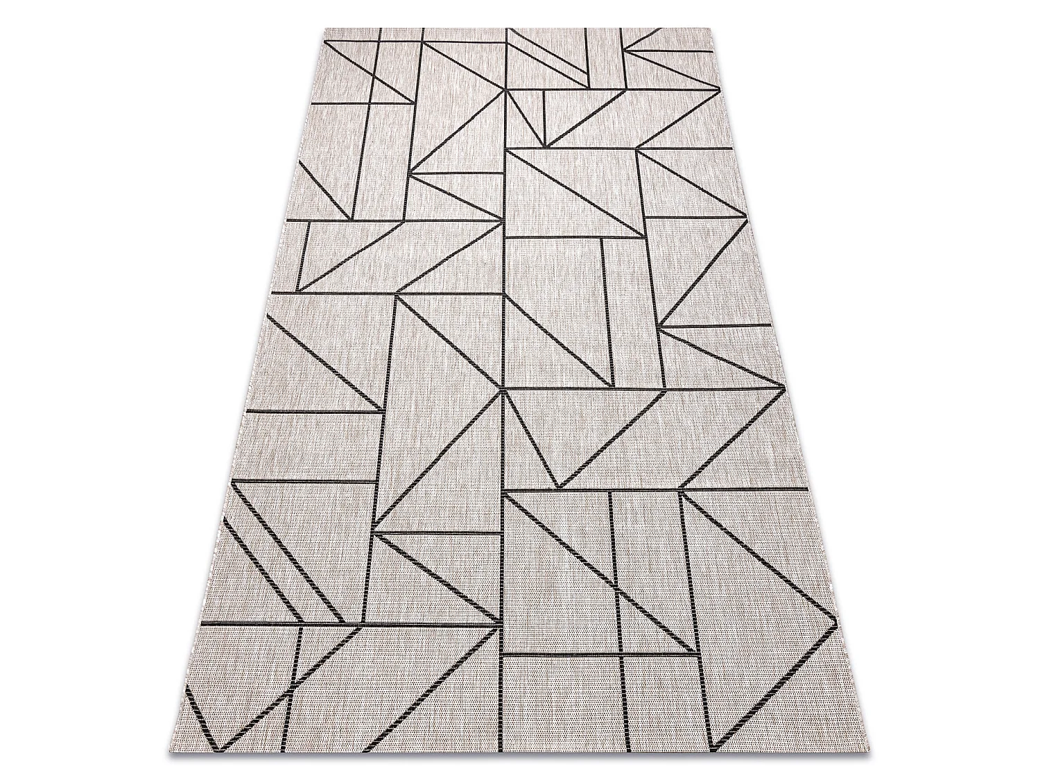 Sisal tapijt SISAL FLOORLUX 20605 zilver / ZWART Driehoek, GEOMETRISCH 120x170 cm