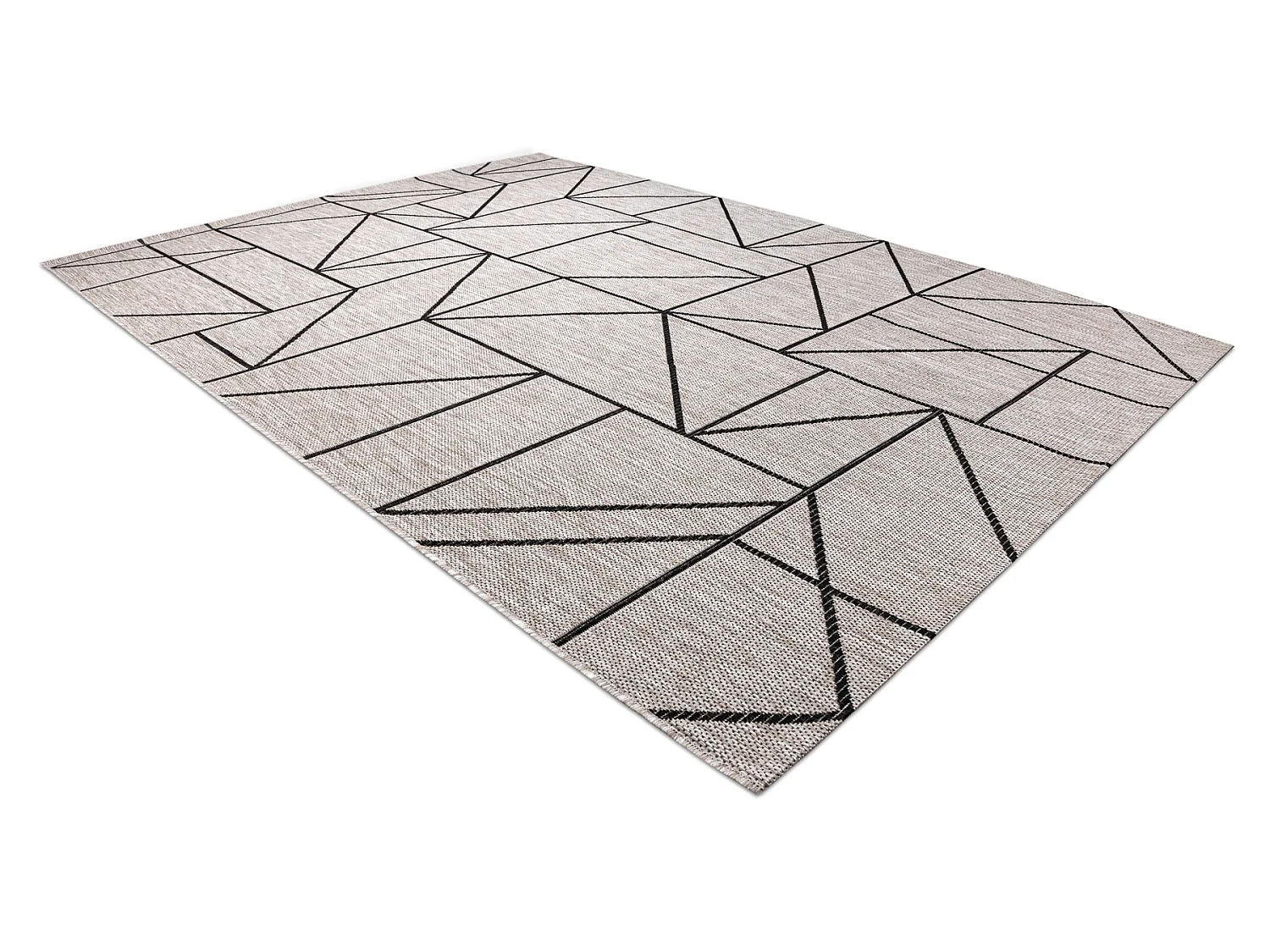 Sisal tapijt SISAL FLOORLUX 20605 zilver / ZWART Driehoek, GEOMETRISCH 120x170 cm