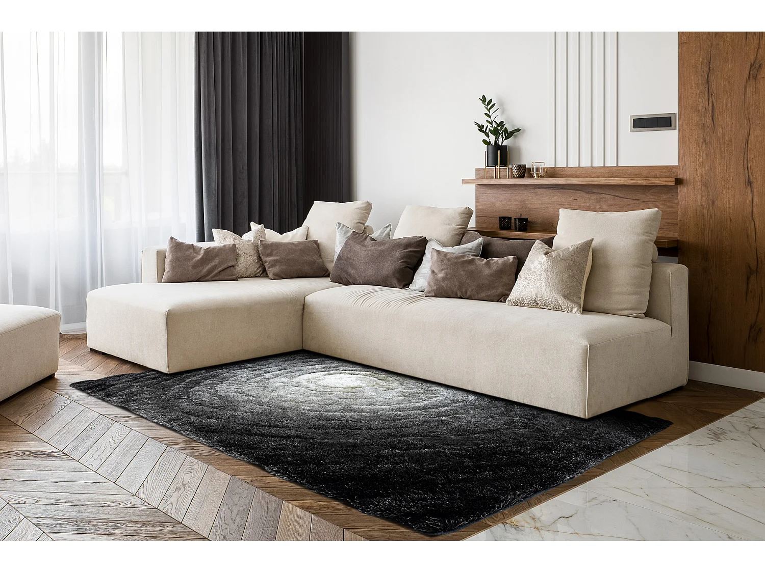 Tapijt shaggy FLIM 008-B2 modern, Wielen cirkels - Structureel, grijs 80x150 cm