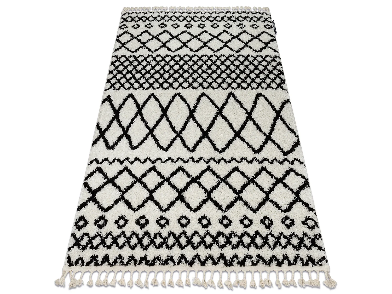 Tapijt BERBER SAFI N9040 wit / zwartrand , Barber , marokkaanse shaggy 80x150 cm