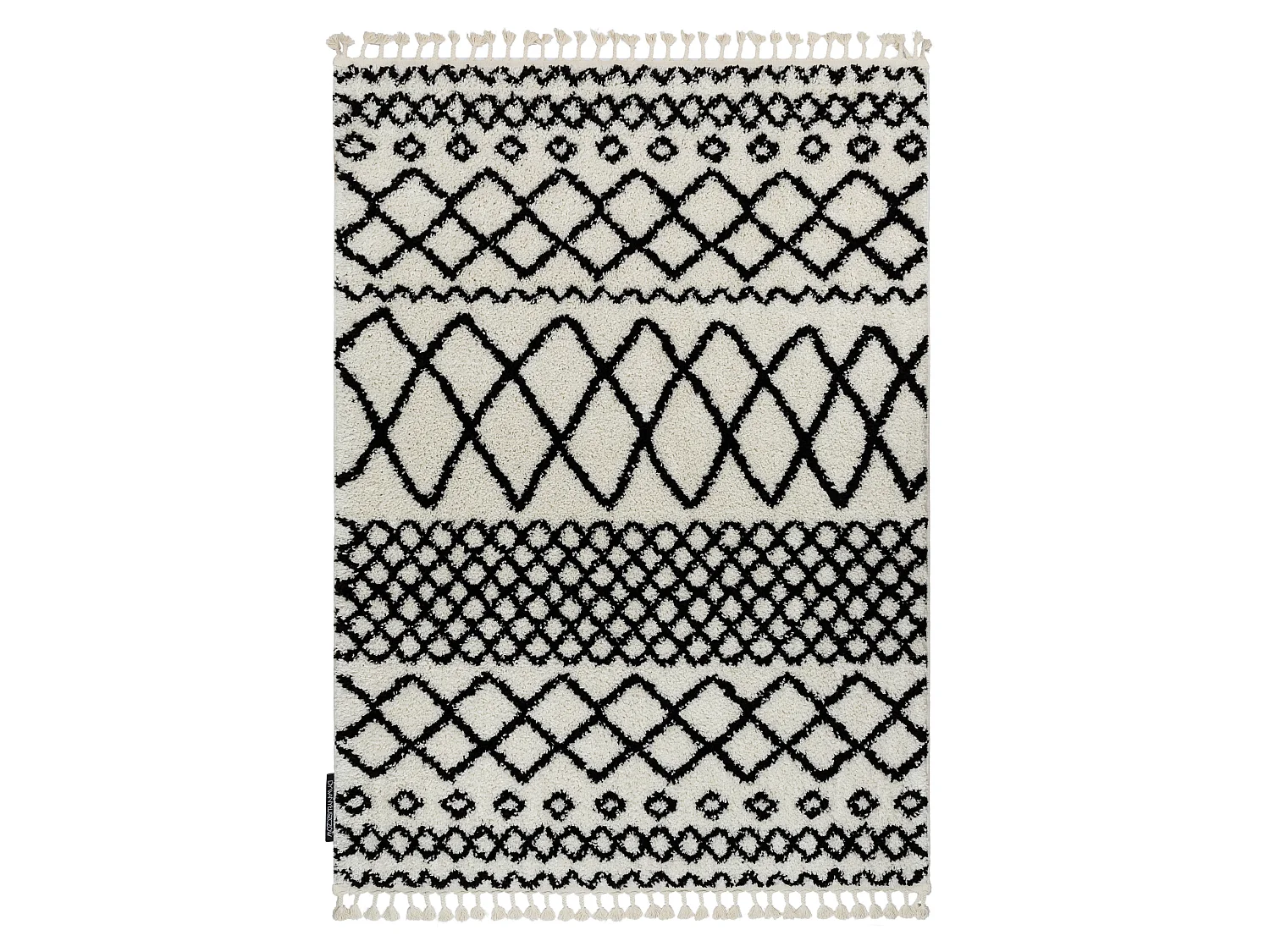 Tapijt BERBER SAFI N9040 wit / zwartrand , Barber , marokkaanse shaggy 80x150 cm