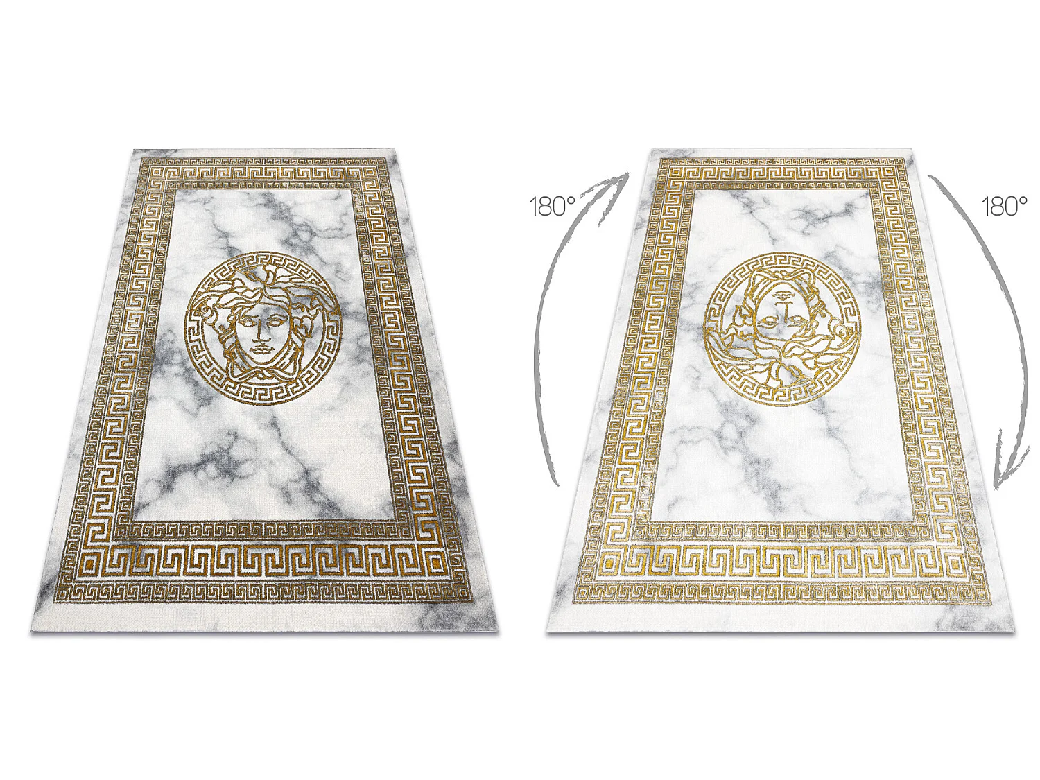 Exklusiv EMERALD Teppich 1011 glamour, Meduse griechisch Rahmen creme  120x170 cm