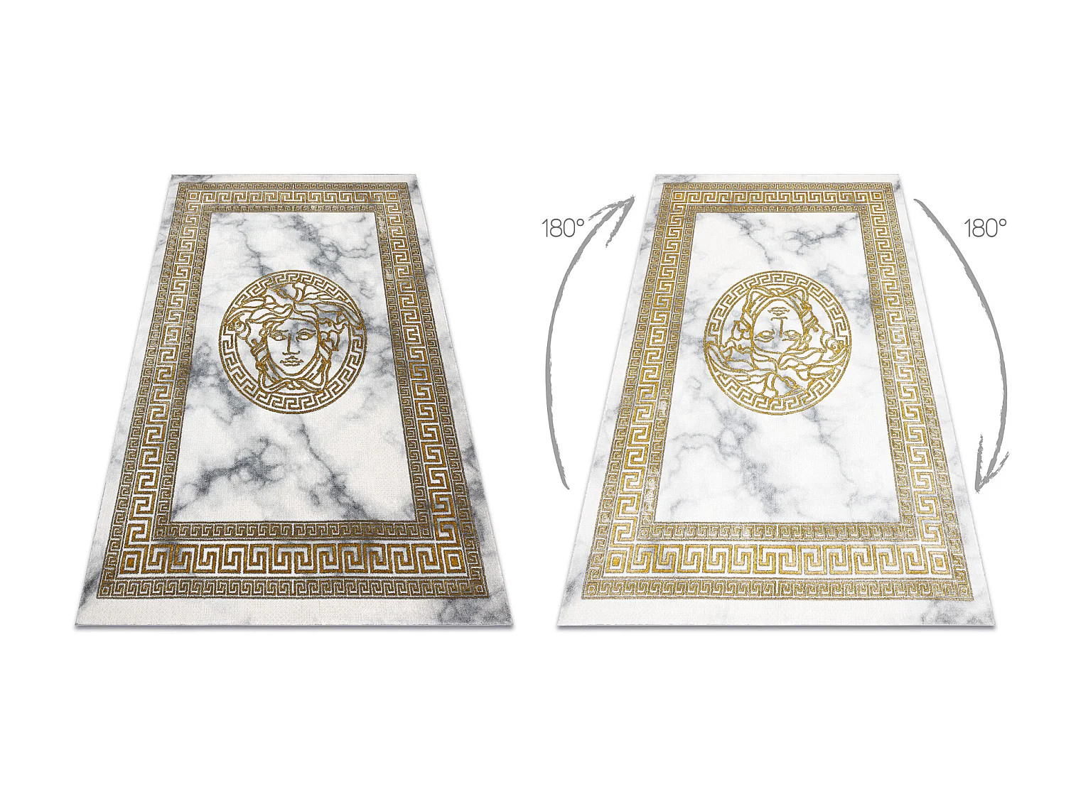 Tapis EMERALD exclusif 1011 glamour, méduse grec cadre crème / or 120x170 cm