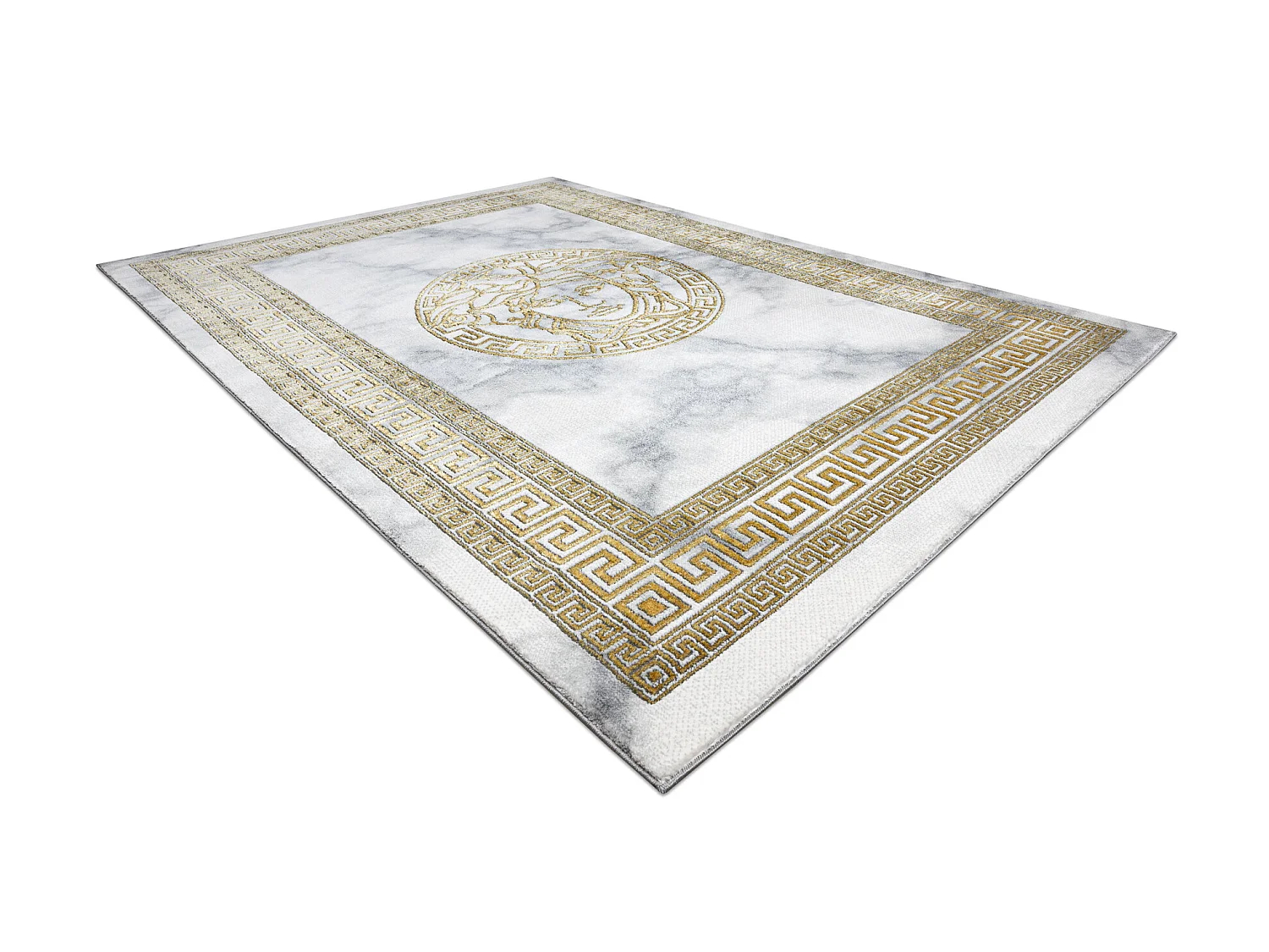 Tapis EMERALD exclusif 1011 glamour, méduse grec cadre crème / or 120x170 cm