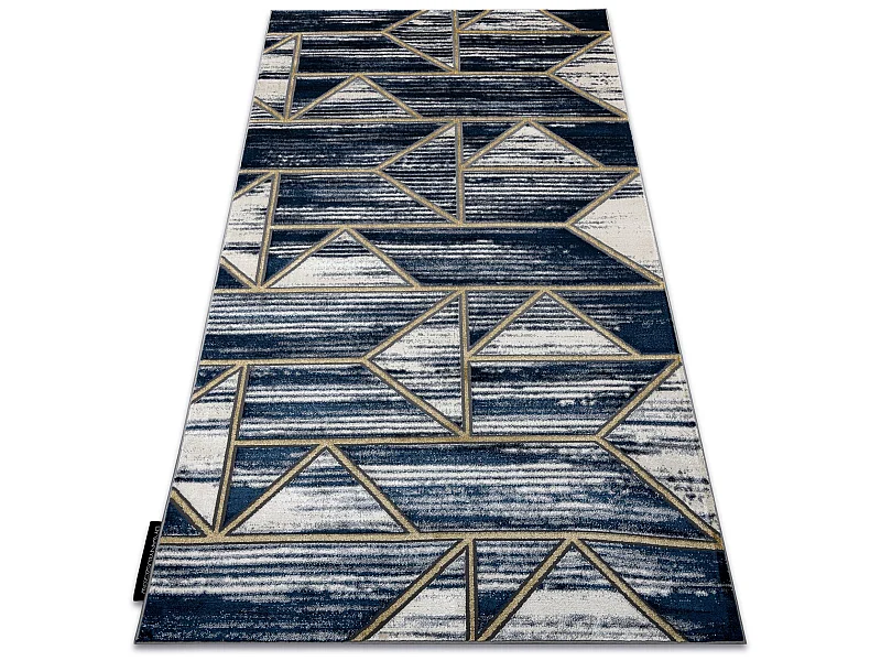 Alfombra DE LUXE moderna 462 Geométrico - Structural azul oscuro / or 240x340 cm