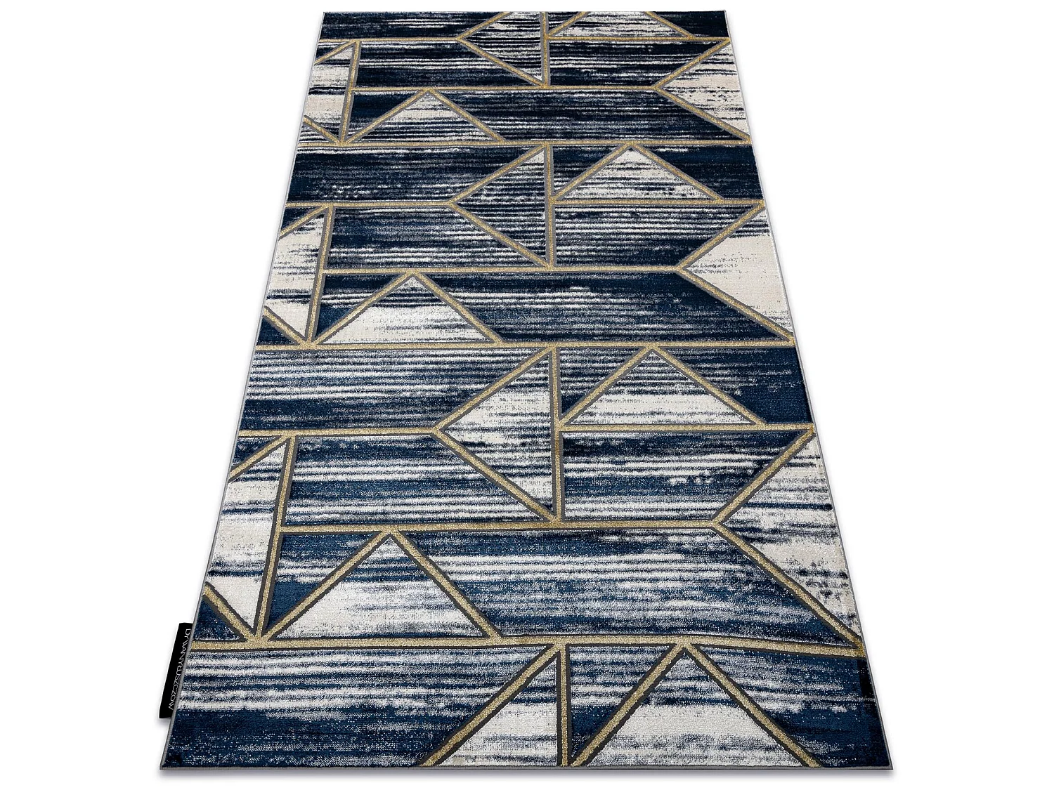 Alfombra DE LUXE moderna 462 Geométrico - Structural azul oscuro / or 240x340 cm