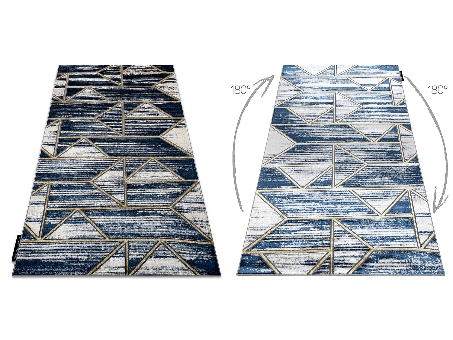 Alfombra DE LUXE moderna 462 Geométrico - Structural azul oscuro / or 240x340 cm