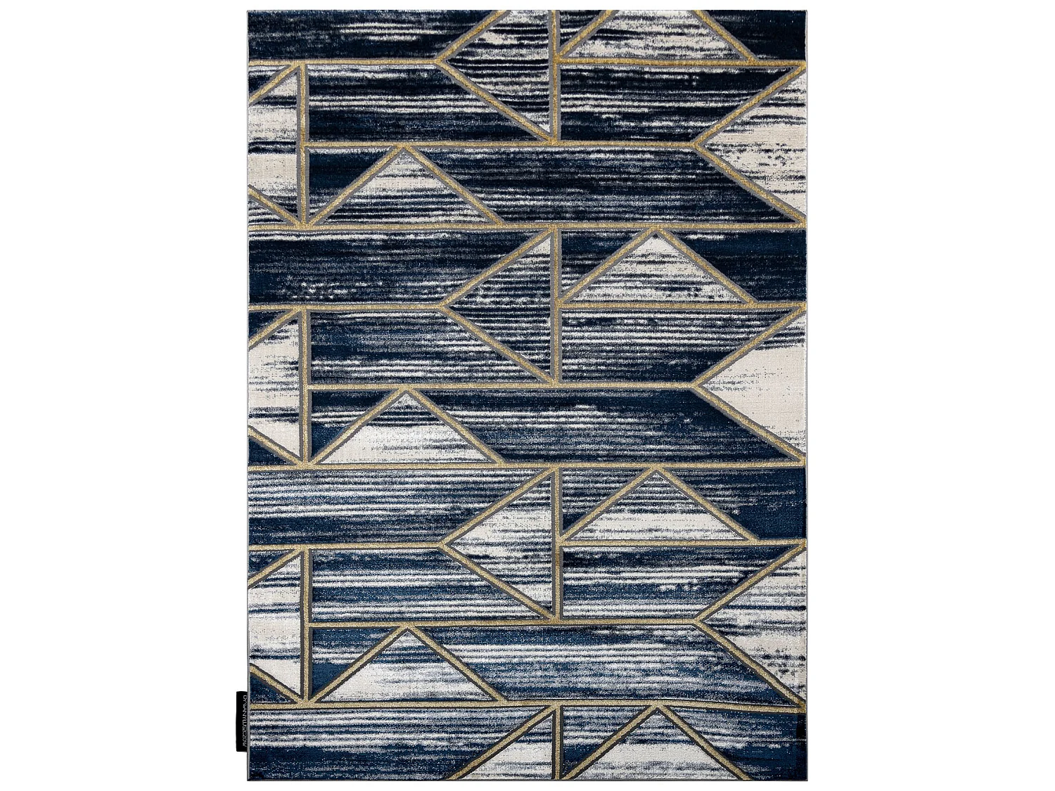 Alfombra DE LUXE moderna 462 Geométrico - Structural azul oscuro / or 240x340 cm
