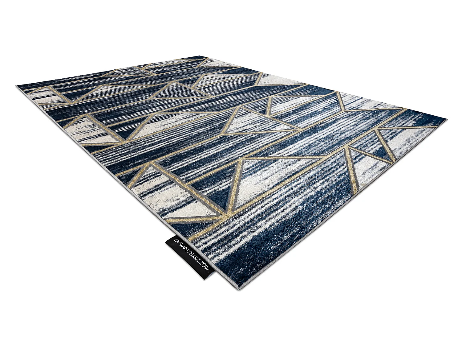 Alfombra DE LUXE moderna 462 Geométrico - Structural azul oscuro / or 240x340 cm