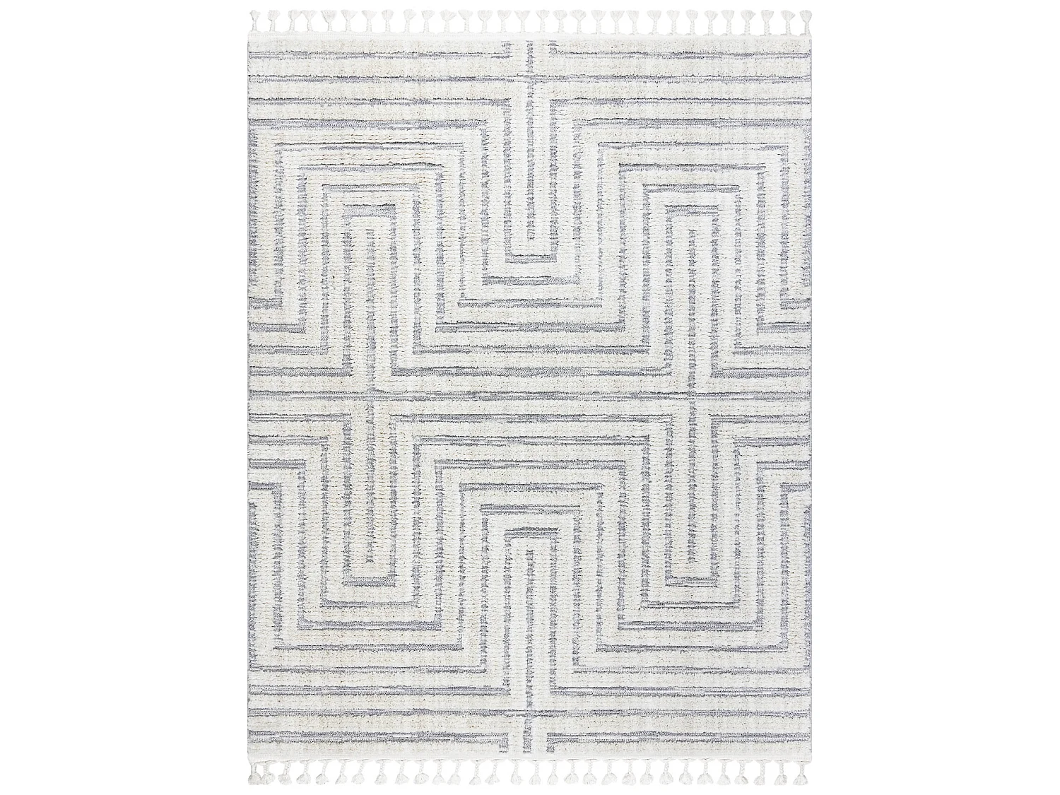 Tapijt SEVILLA Z788A Labirynt, Grieks wit / grijs Kwastjes berbery Mar 80x150 cm