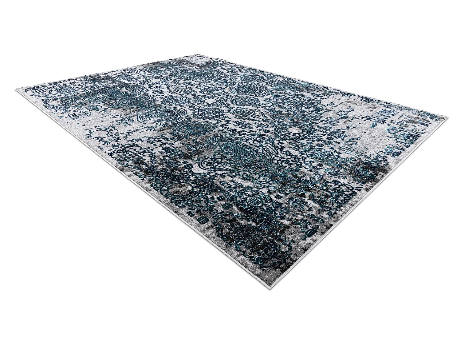 Tapis DE LUXE moderne 2081 Ornement vintage - Structural bleu / gris 240x340 cm