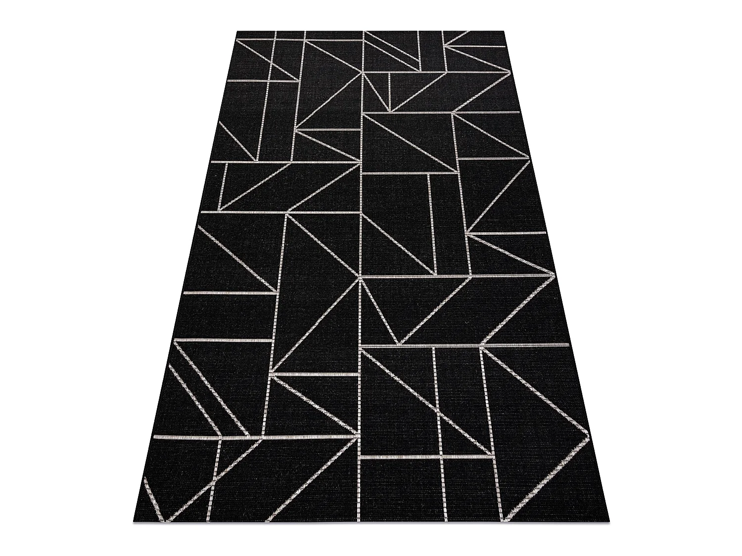 Sisal tapijt SISAL FLOORLUX 20605 ZWART / zilver Driehoek, GEOMETRISCH 200x290 cm