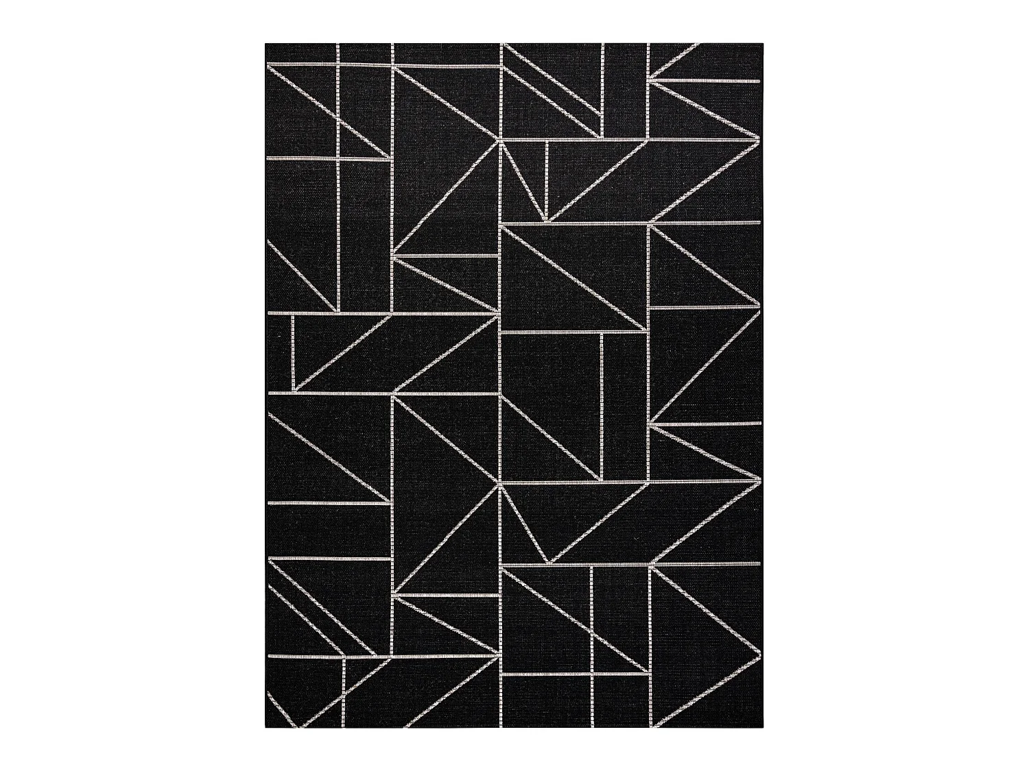 Sisal tapijt SISAL FLOORLUX 20605 ZWART / zilver Driehoek, GEOMETRISCH 200x290 cm