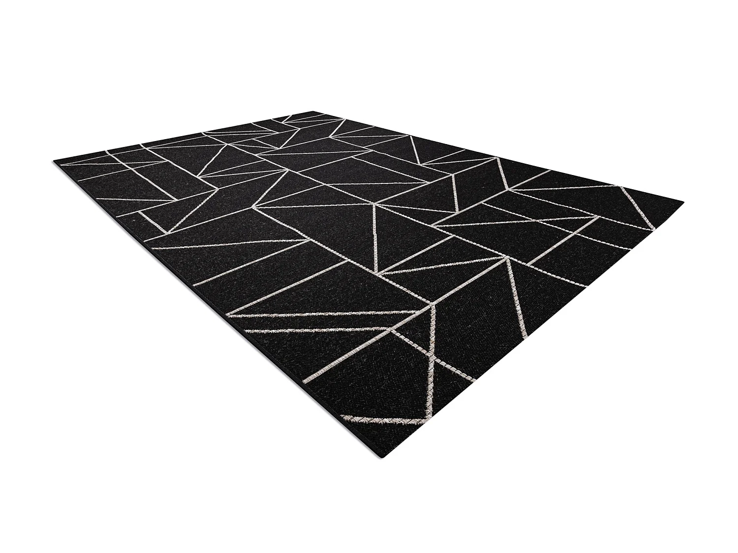 Sisal tapijt SISAL FLOORLUX 20605 ZWART / zilver Driehoek, GEOMETRISCH 200x290 cm