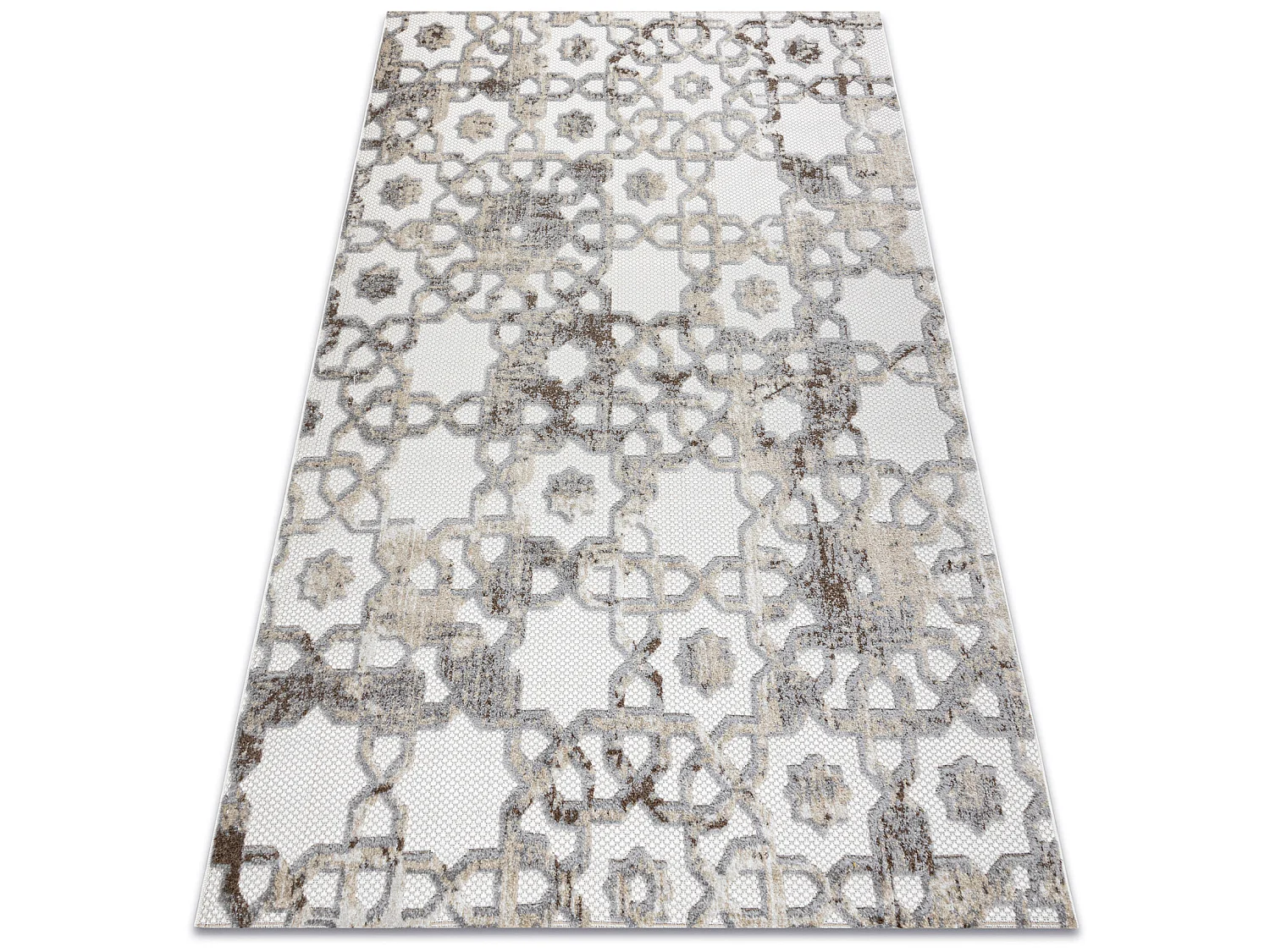 Tapis Structural SOLE D3882 Ornement - tissé à plat beige / gris  140x190 cm