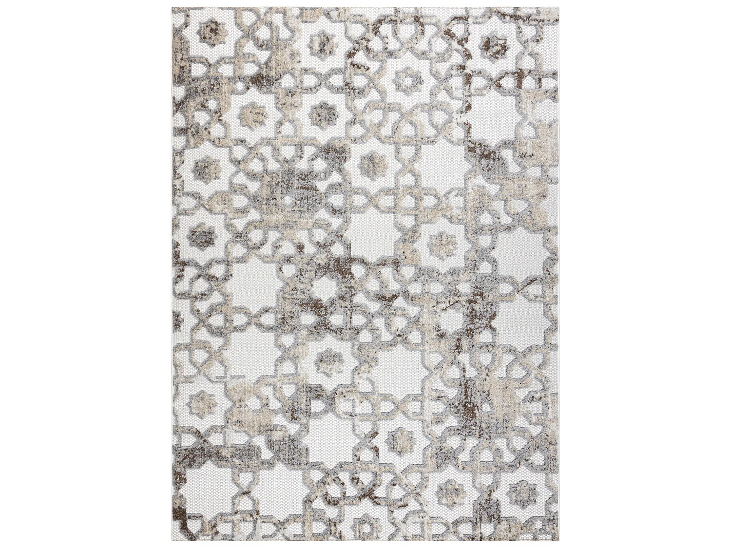 Tapis Structural SOLE D3882 Ornement - tissé à plat beige / gris  140x190 cm