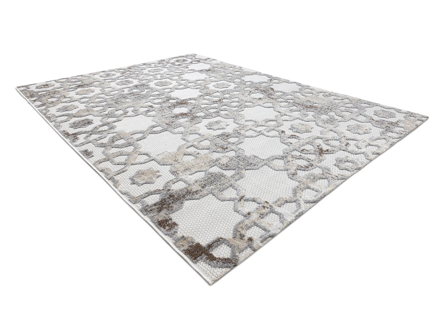 Tapis Structural SOLE D3882 Ornement - tissé à plat beige / gris  140x190 cm