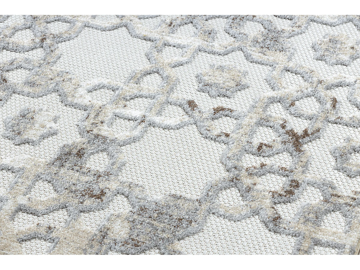 Tapis Structural SOLE D3882 Ornement - tissé à plat beige / gris  140x190 cm