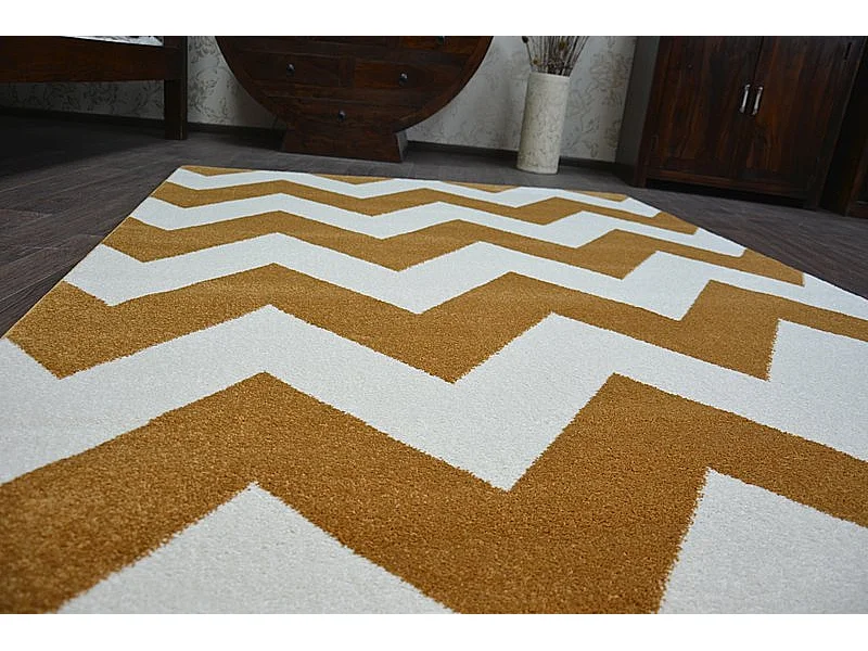 Tapijt SKETCH - FA66 goud / crèmee- Zigzag 80x150 cm