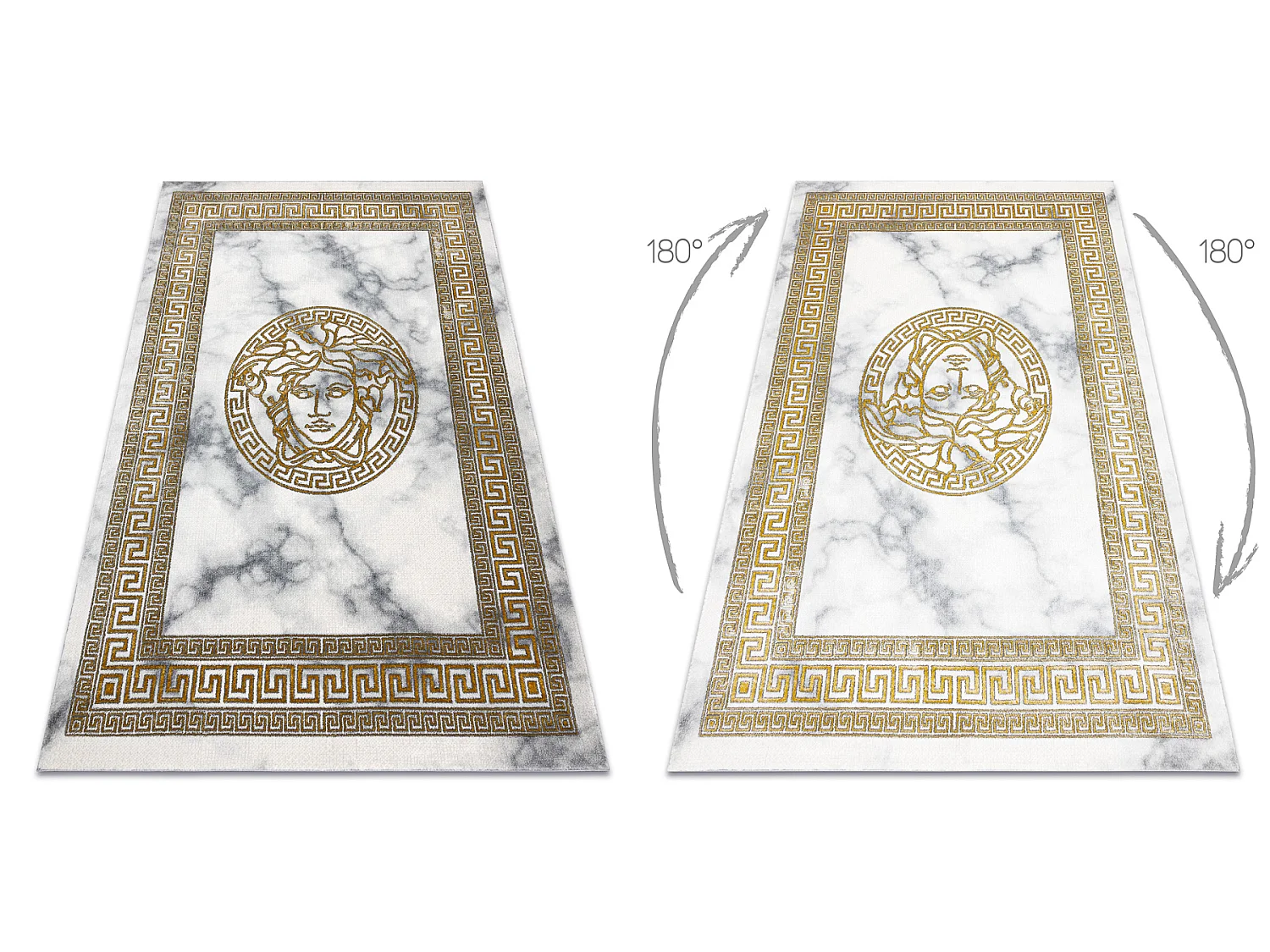 Exklusiv EMERALD Teppich 1011 glamour, Meduse griechisch Rahmen creme  80x150 cm