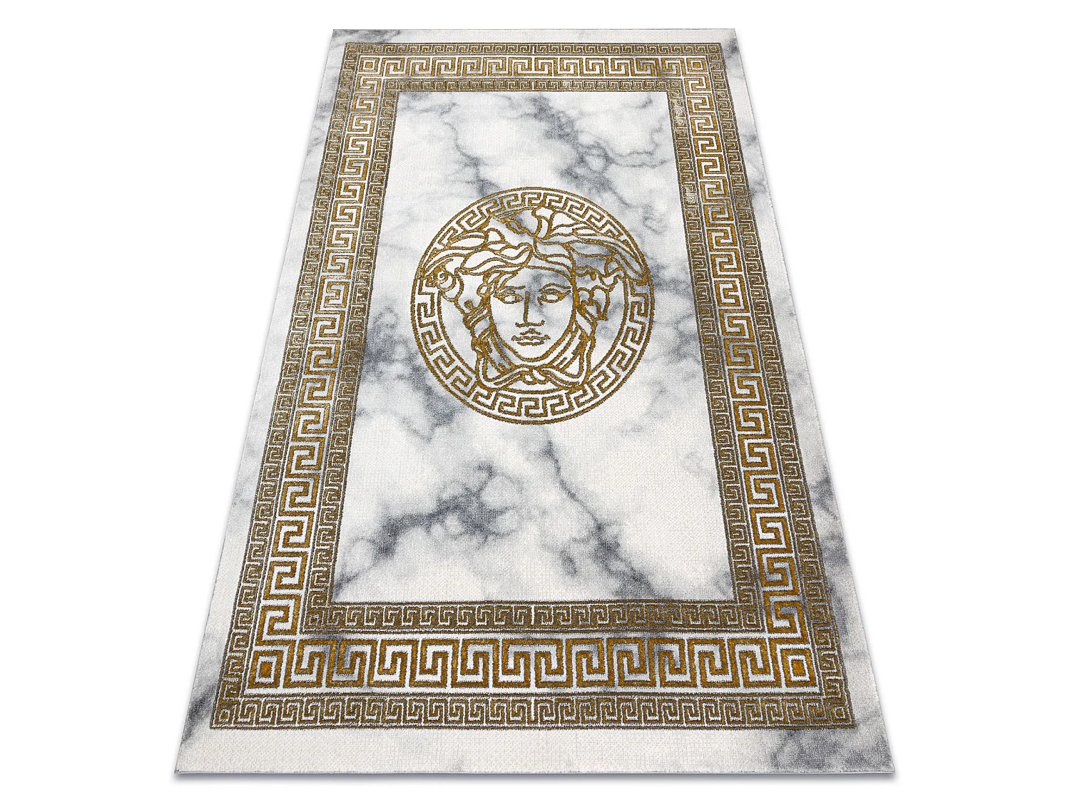 Tapis EMERALD exclusif 1011 glamour, méduse grec cadre crème / or 80x150 cm
