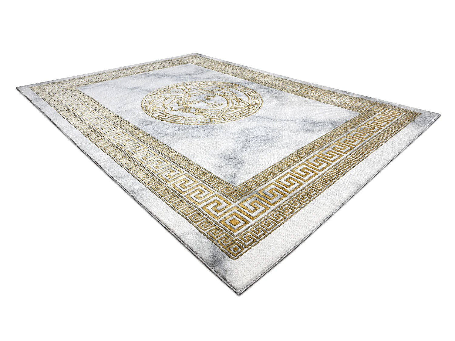 Tapis EMERALD exclusif 1011 glamour, méduse grec cadre crème / or 80x150 cm
