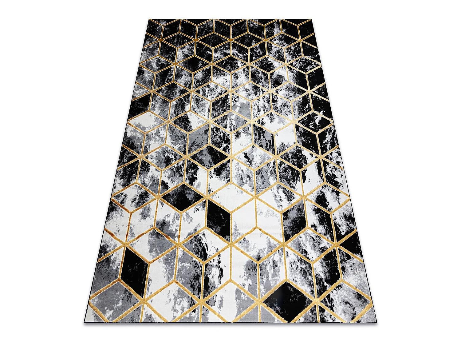 Tapis moderne 3D GLOSS 409A 82 cube élégant, glamour, art deco noir  140x190 cm