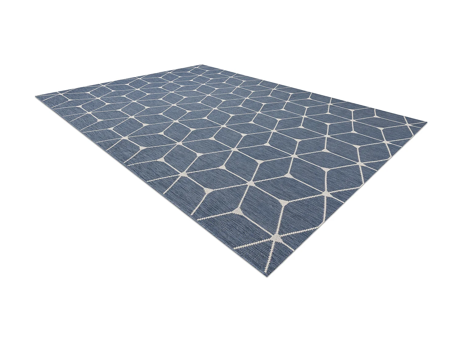 Tapis EN CORDE SIZAL FLAT 48721/591 CUBES 3D bleu 200x290 cm