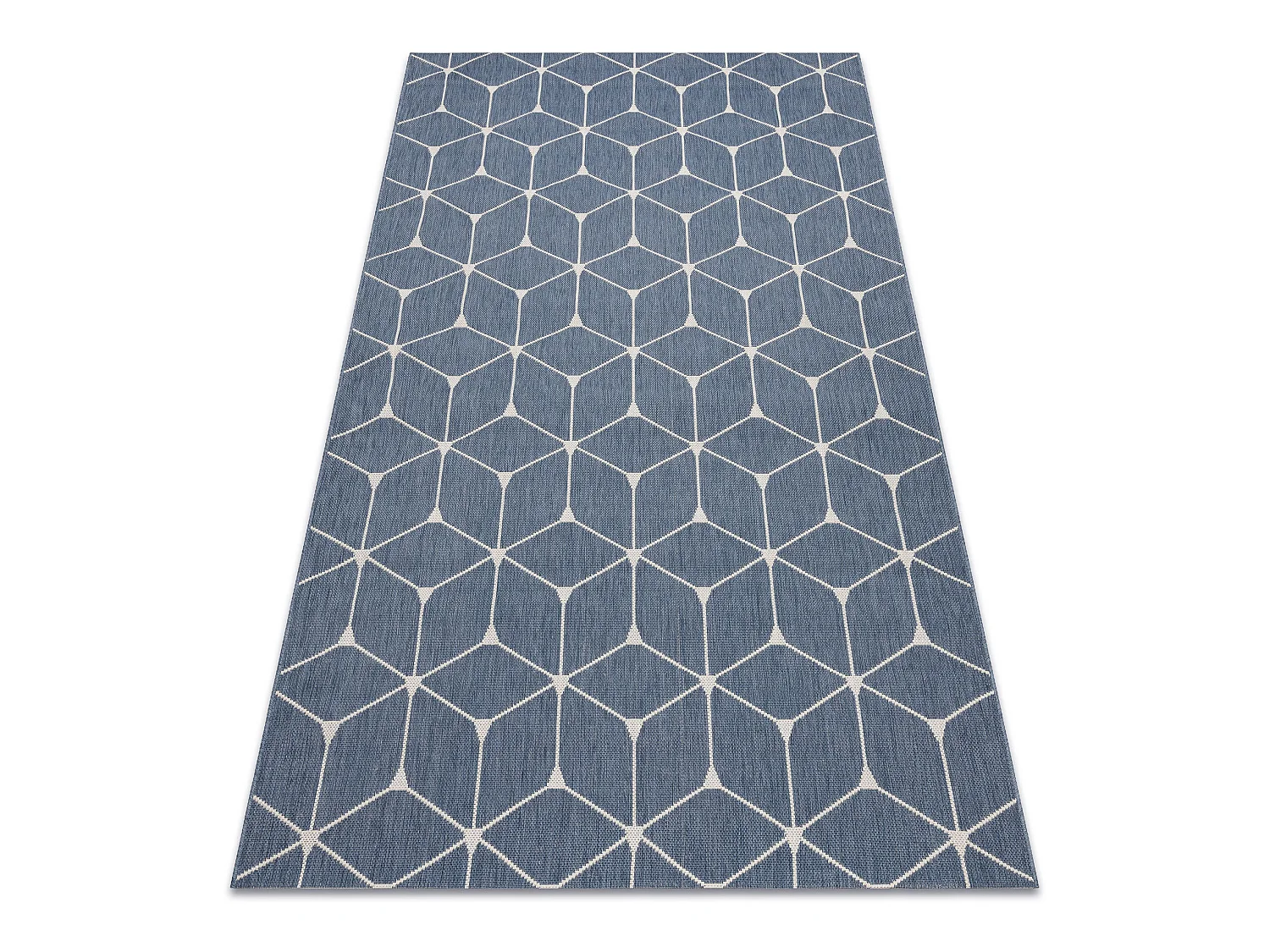 Sisal tapijt SISAL FLAT 48721/591 BLOKJES 3D blauw 200x290 cm