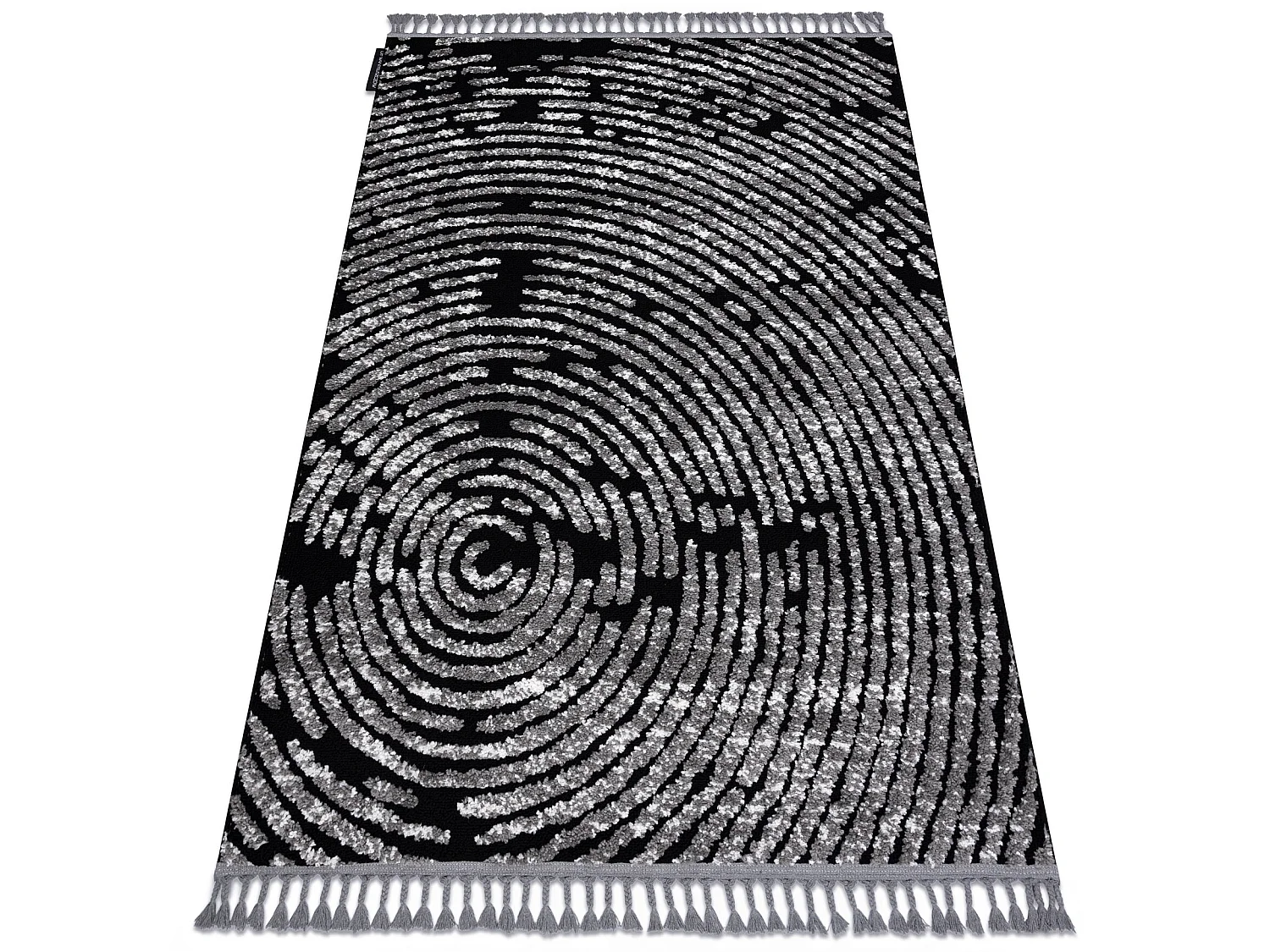 Tapijt MAROC G8499 zwart / witrand , Barber , marokkaanse shaggy 140x190 cm