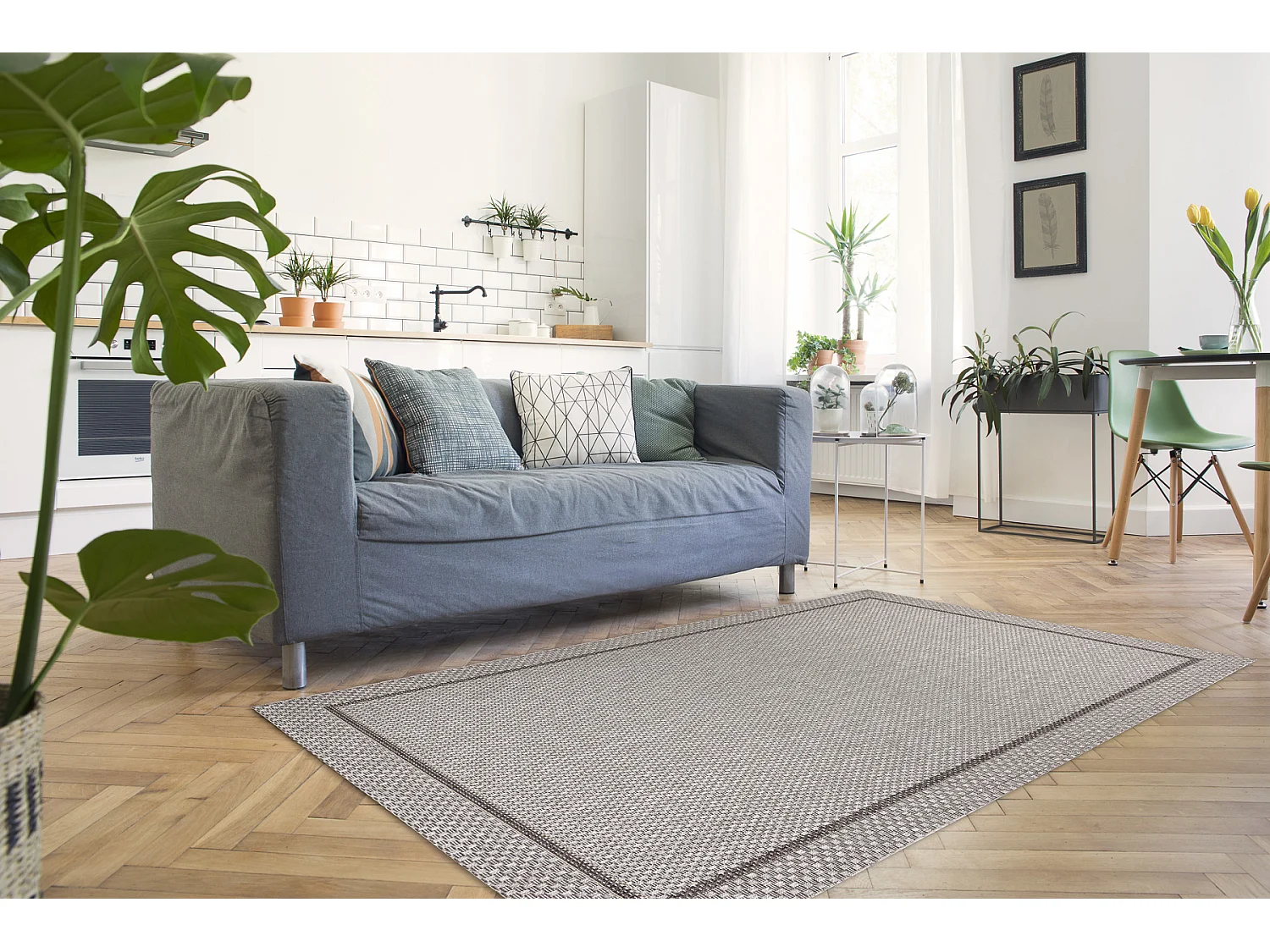 Tapis SIZAL BOHO 39013037 Cadre beige 80x150 cm