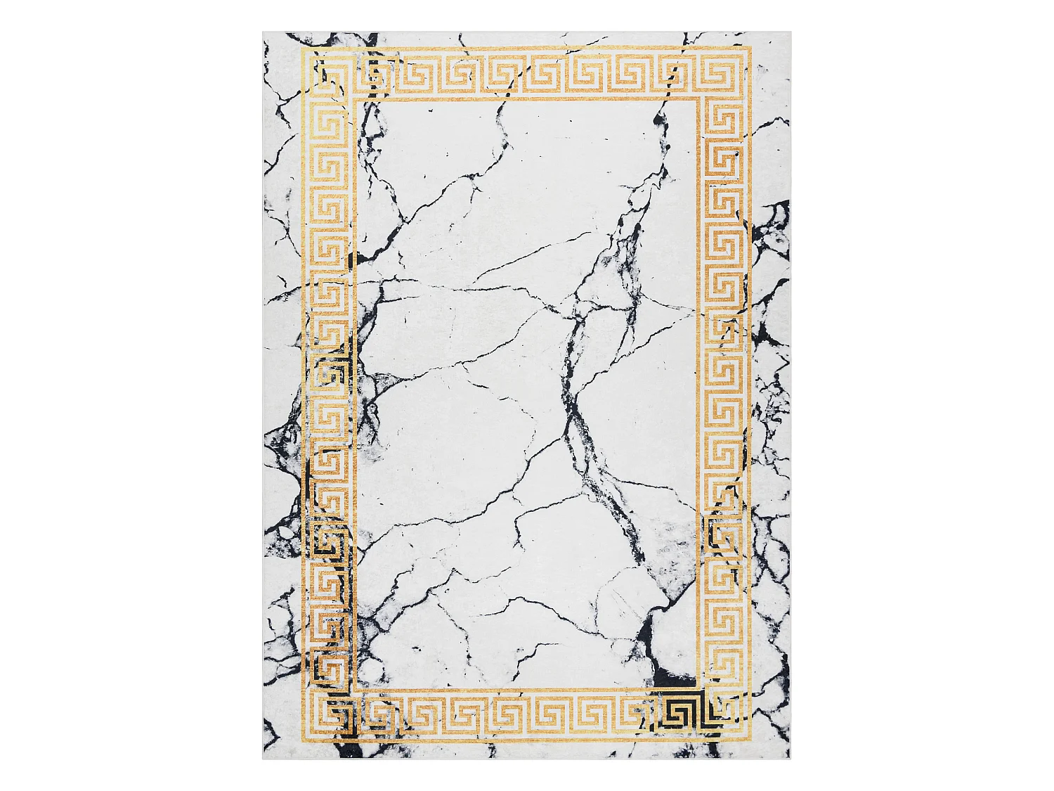 ANDRE 1126 tapijt wasbaar marmer, grieks antislip - wit / goud 80x150 cm