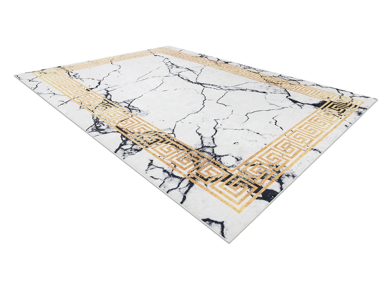 ANDRE 1126 tapijt wasbaar marmer, grieks antislip - wit / goud 80x150 cm