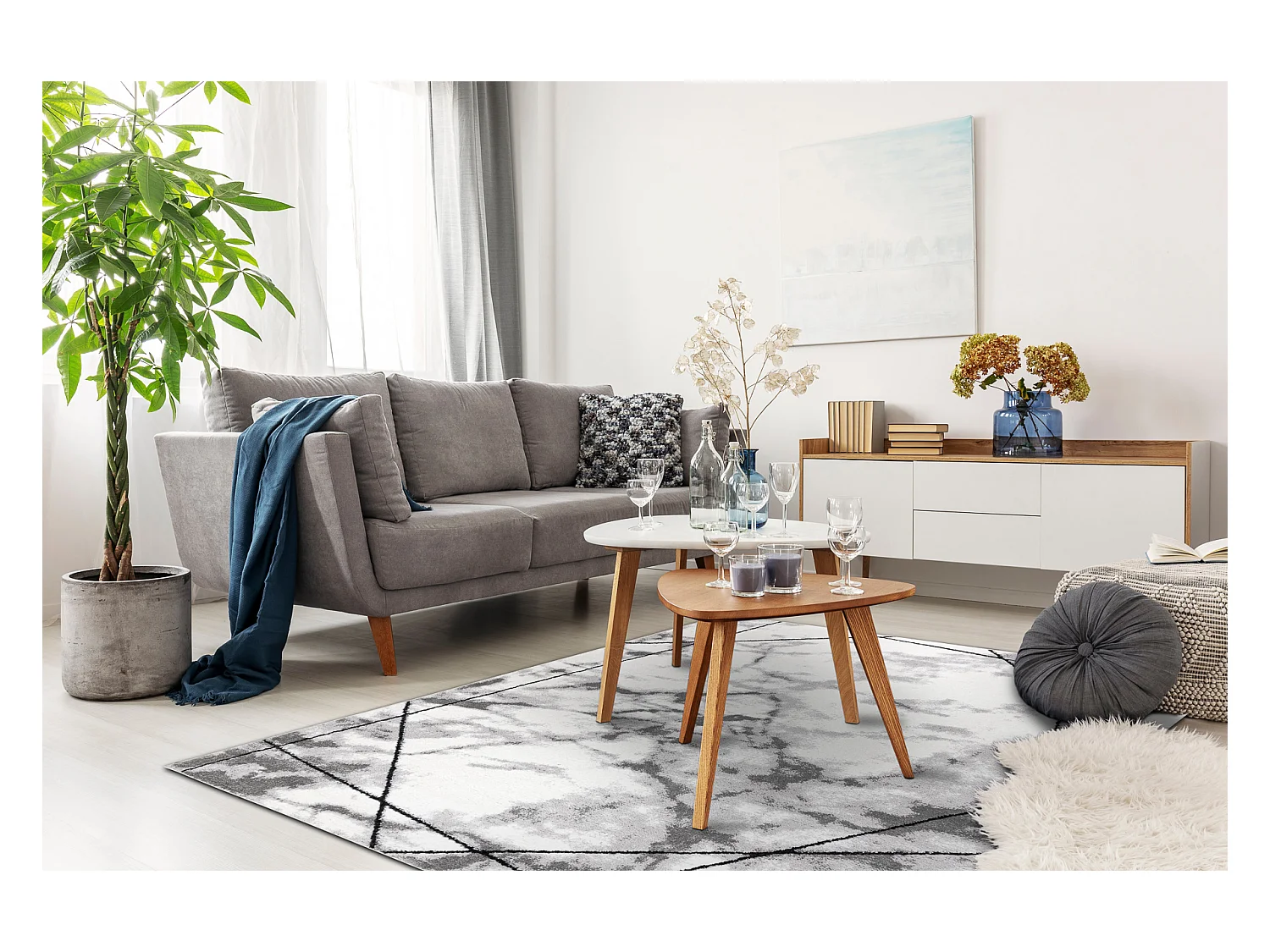 Tapijt modern COZY Lina, geometrisch , marmer - Structureel, twee pool 140x190 cm